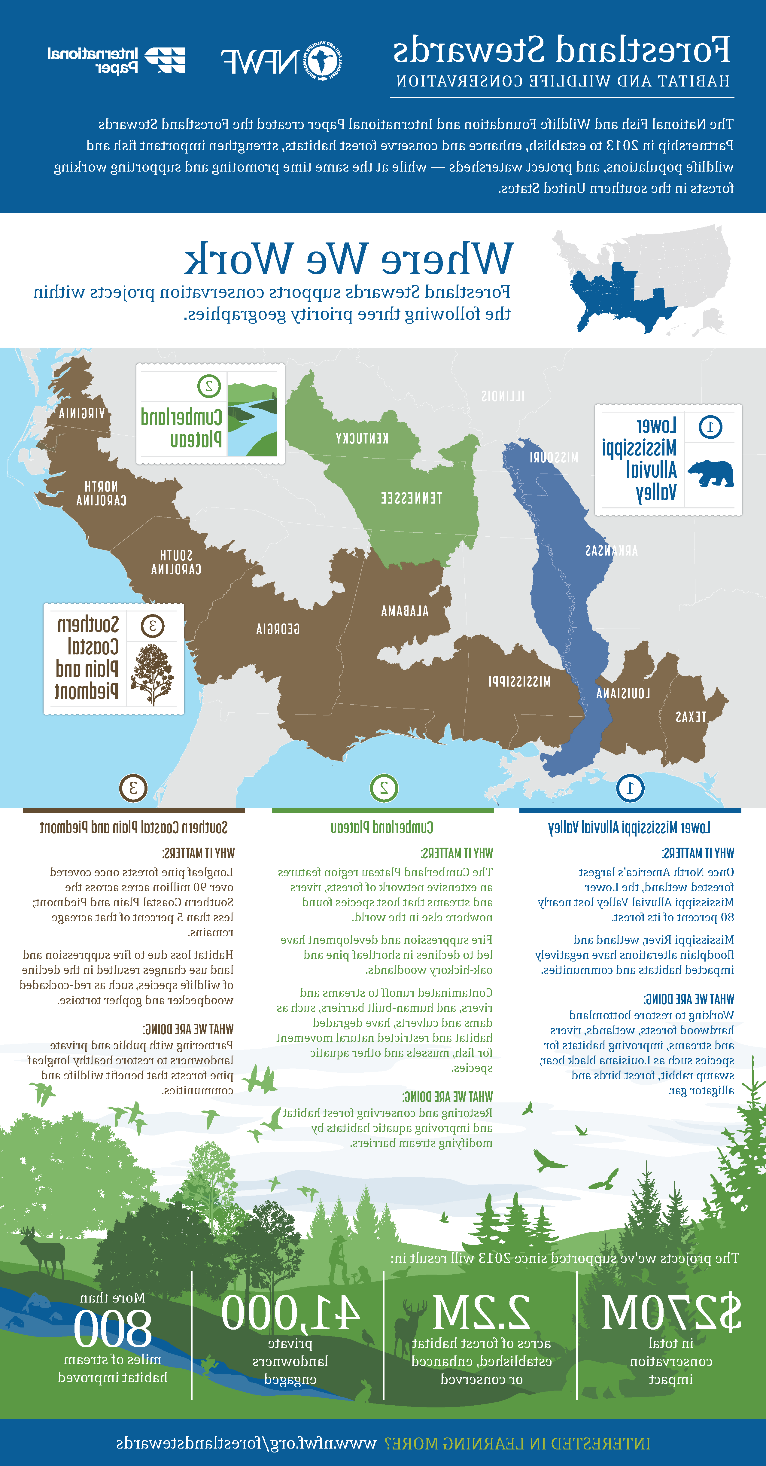 An infographic about IP's Forestland Stewards partnership with NFWF